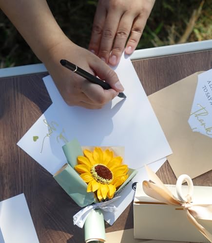 Winoo Design 100 PK Luxurious Gold Thank You Cards with Envelopes Bulk - 5x3.5 Inches Wedding Thank You Notes Baby Shower Greenery Bridal Shower Small Business (WHITE) - color: WHITE