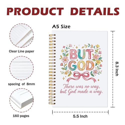 CFFJLHN Inspirational Christian Bible Journals for Men, but God Christian Notebook, Prayer Journal for Women Men, Bible Notebooks for Note Taking, Spiral Notebook 5.5x8.3 - color: 12