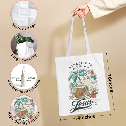 Tote Bag,Canvas Tote, Reusable Grocery Shopping Bag Aesthetic Shoulder Bag for Work, Beach, Camping 03 - color: Jesusparadise