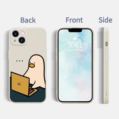 Cute Working Duck Case Cover for iPhone 12 Funny Duck Case Cover Liquid Silicone Soft Gel Rubber Matt Phone Cover with Microfiber Lining - color: Duck, size: iPhone 12