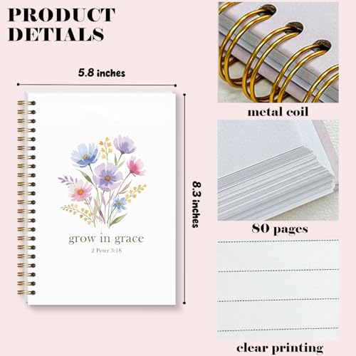 Bible Journal for Woman, Christian Gifts for Teen Girls, Preppy Wildflowers Hardcover Spiral Notebook for Bible Note Taking Supplies - 5.5×8.3 - A07 - style: Christian wildflowers