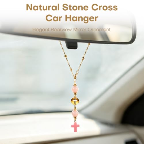 White Cross Car Charm for Rearview Mirror, Women - color: White