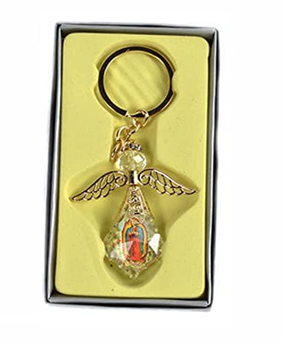 VL 12 PCS Our Lady of Guadalupe Favor Baptism First Communion Memory Gift Angel Keychains/Recuerdos De Mi Bautizo/Primera Comunion Nuestra Virgen De Guadalupe Llaveros - GOLDF