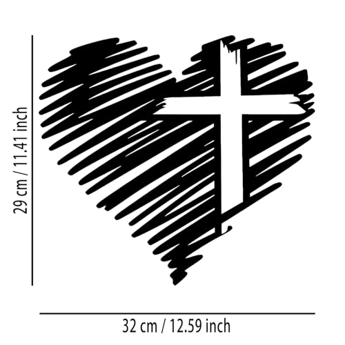 Heart Cross Metal Wall Decor - Elegant Minimalist Room Decor Love Wall Art Home Decor for Living Room, Bedroom, Dining Room, Bathroom, Office (Black)