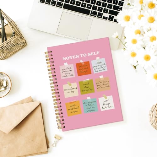 Wheatwin Note to Self Mental Health Journal, Inspirational Spiral Notebook, Motivational Positivity Journal, Inspirational Journal for Women, Positive Affirmations Quote Hardcover Notebooks 5.5x8.3 - Pink - color: Notes to self - pink