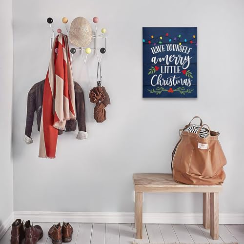 PHAMTE Have Yourself A Merry Little Christmas Wall Art, Blue Farmhouse Rustic Print Framed Canvas Painting Artwork Kids Room Playroom Decor 11x14 In - color: blue, size: 14"L x 11"W