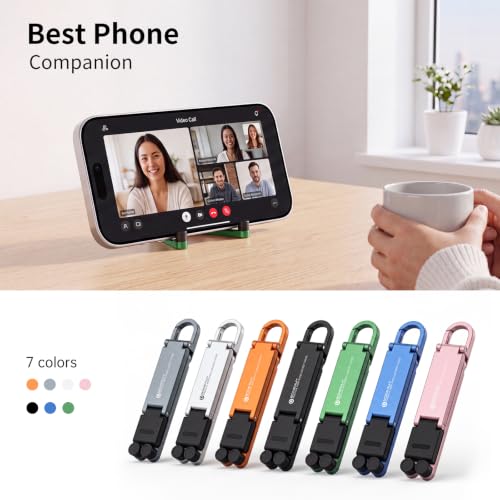 Portable Foldable Pocket Phone Stand with Keychain for Desk Travel(Green) - color: Green