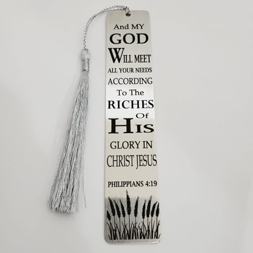 Christian Psalm Bookmarks, Bible Verse Gifts, Metal Bookmarks (Philippians 4:19 Bookmark Gifts) - color: Philippians 4:19 Bookmark Gifts