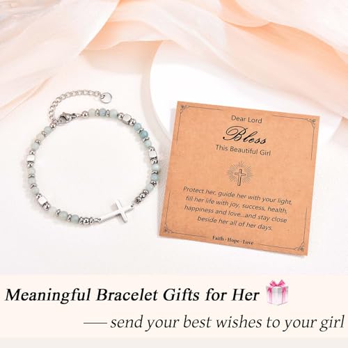 Religious Cross Bracelet for Women Girls, Christian Gifts - color: God Bless