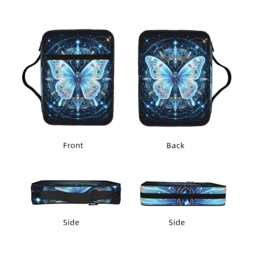 Mystic Celestial Butterfly Bible Cover Case with Handle and Zippered Pocket - color: Mystic Celestial Butterfly