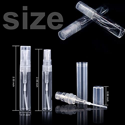 Fandamei 60 Pack 3ml Mini Spray Bottle, Clear Plastic Empty Cute Perfume Atomizer Bottle for Cleaning, Travel, Essential Oils, Perfume. - size: 3ml