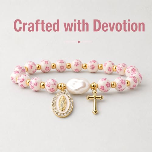 Holy Water Bracelet for Women,Religious Christian FaithJewelry - color: Red