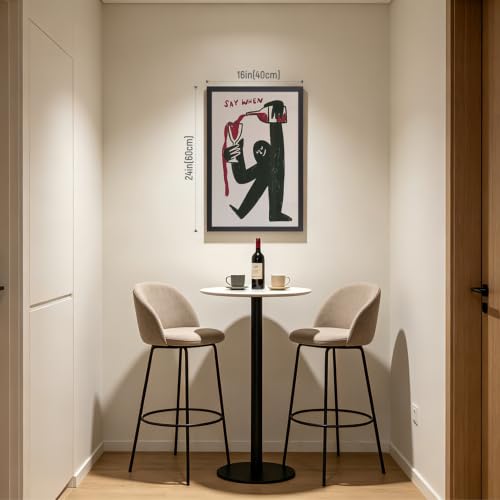 Dynazo Wood Framed Funny Wine Wall Art, Say When Quote Poster Print, Minimalist Abstract Wine Bar Wall Decor, Modern Cocktail Lover Aesthetic Picture for Kitchen Home Bar Dining Room 16x24 Inch - color: Wine, size: 24"L x 16"W