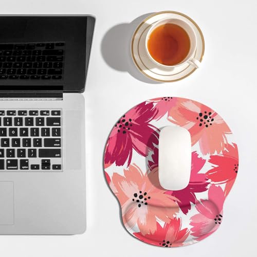 Britimes Ergonomic Mouse Pad with Wrist Support, Floral Pink - color: Flowers