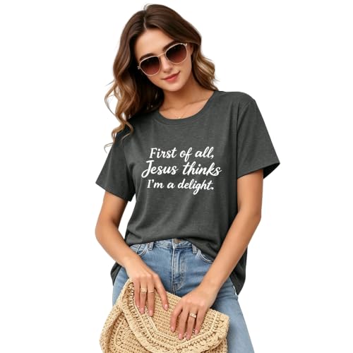 Christian Shirts for Women Religious Bible Verse Faith Tee - color: Darkgrey3, size: Small