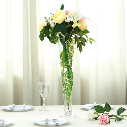 Efavormart 12pcs/Set 20" Tall Trumpet Heavy Duty Glass Centerpiece Vase for Wedding Party Banquet Events Centerpiece Decoration - color: Clear, size: 20‘’