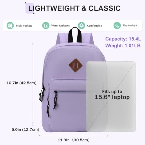 VX VONXURY Kids Backpack for School Travel,16.7 Inch Lightweight Bookbag - color: Light Purple