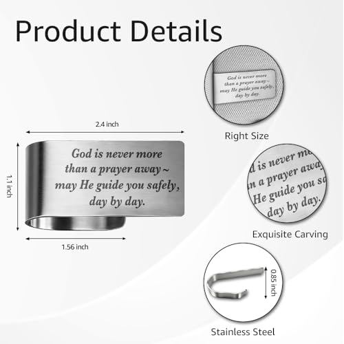 Christian Prayer Car Visor Clip, Safe Driving Gifts for Men Women - color: Sliver02
