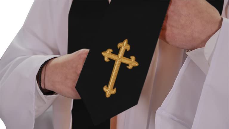 CLERKMANS Choir Stole with Crosses - color: Black
