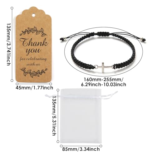Cross Bracelet with Thank You Card Christian Rope Style Jewelry for Women Religious Appreciation Gift