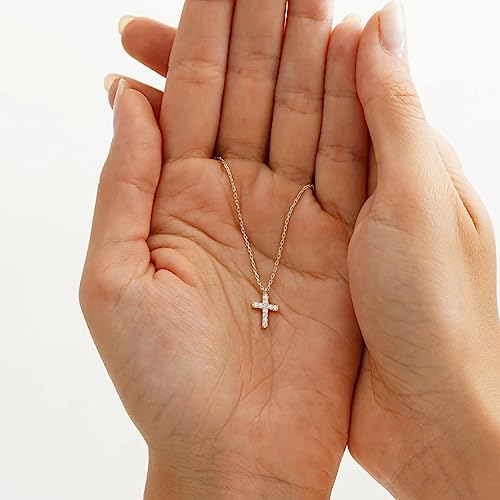 Fesciory Cross Necklace for Women, 14K Gold Plated Rhinestones Jewelry Gift - color: Silver 1