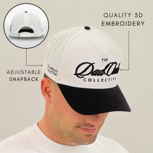 CITRUSY Athletic Trucker Golf Hat | Performance Mens 5 Panel Cap | Cool Breathable Waterproof Workout Running Snapback - color: Dad Club | Black