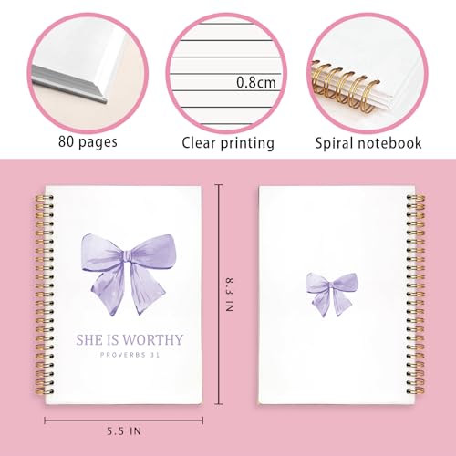 Cute Purple Bow She is Worthy Christian Notebook Journal for Women - color: Proverbs 31 - purple