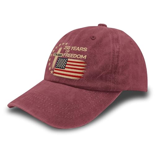 US 250 Years Freedoms 1776-2026 250th Birthday Embroidered Hats Garde Cap for Him - color: Us 250 Years Freedoms 1776-2026 250th Birthdaywine Red2