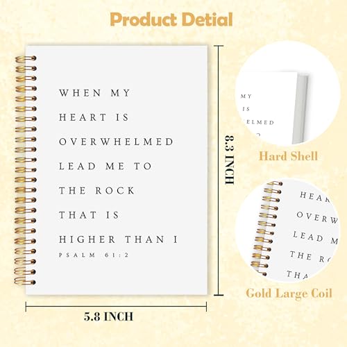 Christian Bible Verse Spiral Notebook 5.5x8.3in, When My Heart is Overwhelmed Psalm 61:2 Scripture Christian Hardcover Notebook Journal Gifts for Women Men - color: When My Heart is Overwhelmed Psalm