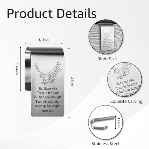 Isaiah 40:31 Car Visor Clip, Christian Faith Visor Clip for Driver - color: Silver24