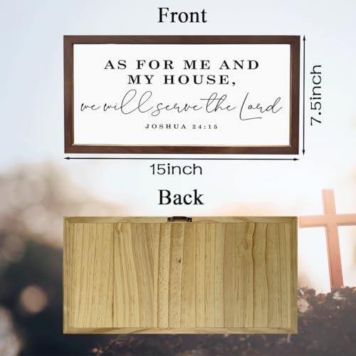 Christian Front Door Decor, Vintage Framed Wall Art, Farmhouse Wood Framed Sign 15×7.5×0.3 inches, Home Decor for Living Room, Joshua 24:15 Sign, As for Me and My House We will Serve Lord - color: color 35