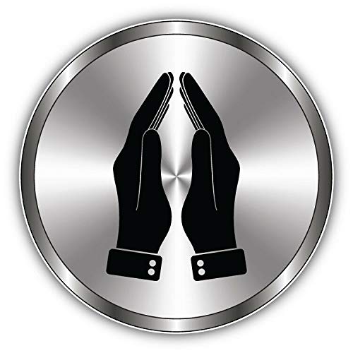 Praying Hands Silver Label Religion Decorative Scrapbooking Sticker Waterproof Vinyl Stickers for Water Bottle, Laptop & Phone Case – 50 Pack