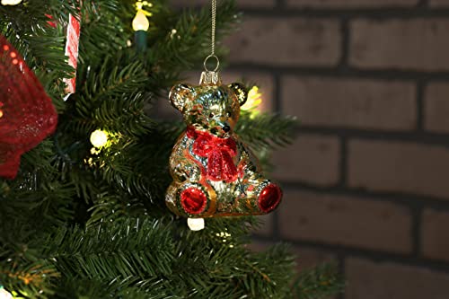 | Golden Teddy Bear Glass Ornament | Baby Collection - color: Gold