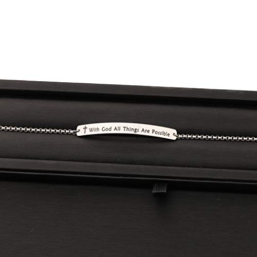 MYOSPARK Religious Jewelry Matthew 19:26 "with God All Things are Possible Cuff Bracelet - color: Bracelet