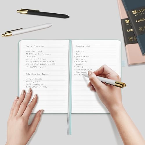 &And Per Se Lined Journal and Pen Set, A5 Leather Hardcover Notebook with Pen & Stationary Set, 160 Pages 100GSM Thick Ruled Paper Journal for Business Work Writing (Green) - color: Green