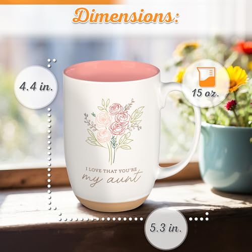 Christian Art Gifts Large Inspirational Ceramic Coffee & Tea Mug for Aunts - color: Pink Floral/Aunt, size: 15 Ounces