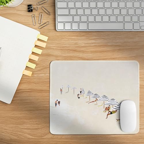 Summer Beach Scene Mouse Pad,Retro Summer Coastal Desk Mat,Aesthetic Striped Umbrella Gaming Mousepad for Office Home Laptop,Boho Beach Vacation Desk Decor for Women Men,10.2x8.2Inch - color: Beach Umbrella