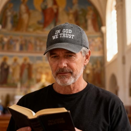 Faith Christian Patriotic Embroidered Baseball Cap, Vintage Cotton Dad Hat for Men Women, Birthday - color: In God We Trust, Black