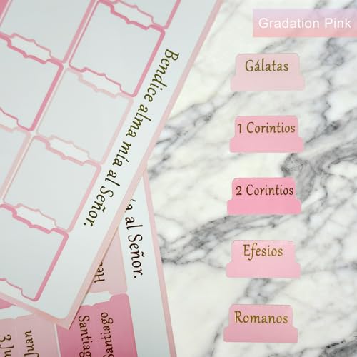 Vorscrin-Laminated Bible Tabs for Women and Men, Gold Foil Lettering Design, Reposition and Large Print Stickers, Bible Study Supplies, 90 Chapters Labels for Easy Navigation (Spanish Pink) - color: Spanish Pink