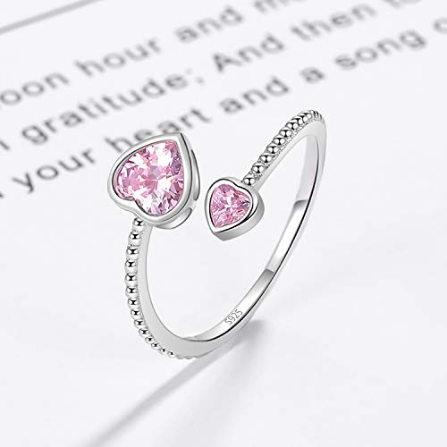 Step Forward 925 Sterling Silver Birthstone Rings for Women - Adjustable Open Heart Ring Constellation Month Band for Her Birthday Gifts Jewelry - color: October