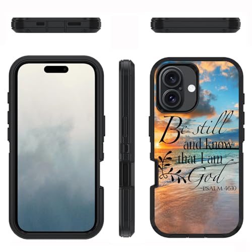 Designed for iPhone 16 Case, Military Grade Heavy Duty 3-Layer Shockproof Drop Full-Body Protective Phone Cover for iPhone 16 (6.1" 2024), Quotes Bible Verse Psalm 46:10 - color: Quotes Bible Verse Psalm 46:10, size: iPhone 16 6.1"