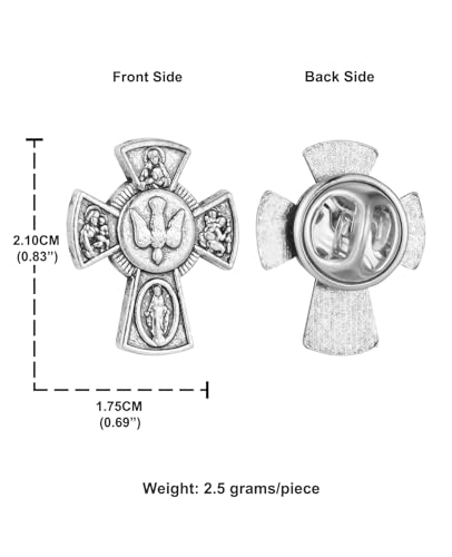 Cottvott Holy Spirit Enamel Dove Lapel Pins/Holy Chalice Pins Catholic Crucifix Jesus Cross Lapel Pins Religious Brooches Women Men Christian Party Favors - color: 5pcs-4 way cross-silver color