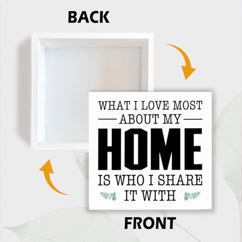 Farmhouse Decor, What I Love Most About My Home Is Who I Share It With, Gift For Her, Country Wood Signs, Home Decoration, Box Sign Decor Tabletop, 5.1x5.1inches - color: Home 19