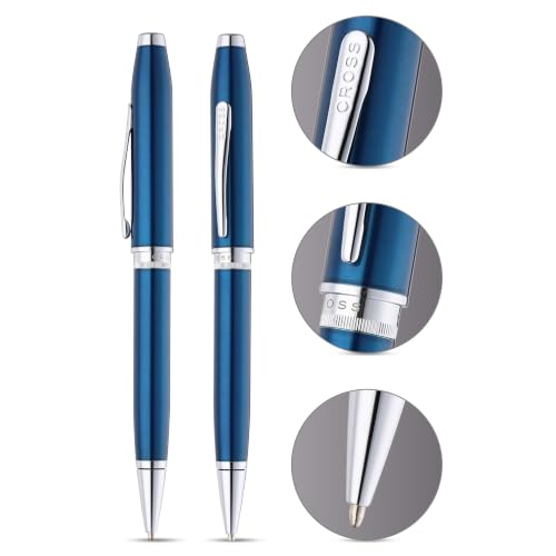 Cross Foundry Ballpoint Pen, Medium Point, Black Ink Multiple Colors - color: Glossy Translucent Blue