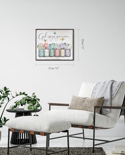 God Says You Are Wall Art, Christian Bible Verse 12" x 15 - color: God Says You Are, size: 12"L x 15"W