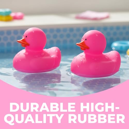 Fun Express Rubber 2" Solid Color Duckies - 12 Ducks (Pink) - color: Pink