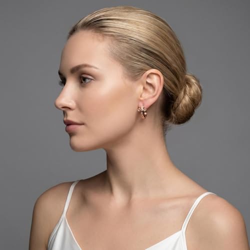 18K Gold Plated, Dangle Earrings for Women, Flower/Heart Drop earrings, Hypoallergenic Cubic Zirconia Earrings, Lightweight, Party, gold earrings, Jewelry for Gifts, Fashion - style: Hoop-Jesus