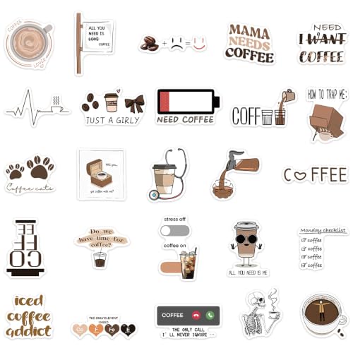 50PCS Coffee Stickers Waterproof Vinyl Decals - color: Style05