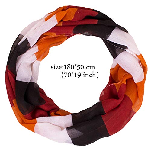 Lightweight Scarfs for Women Infinity Plaid and Striped Many Style - color: Orange&red&black