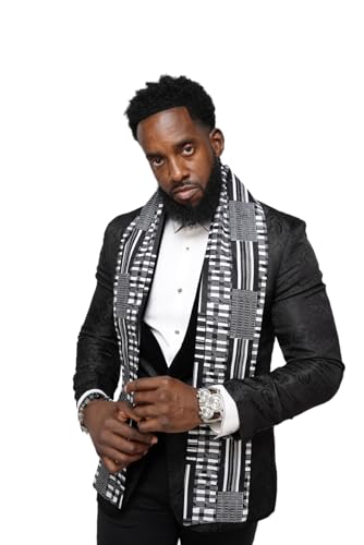 Dupsie's Kente African Print Stole – Made in Africa Black History Month Sash for Church, Choir, School & Cultural Events - color: Black
